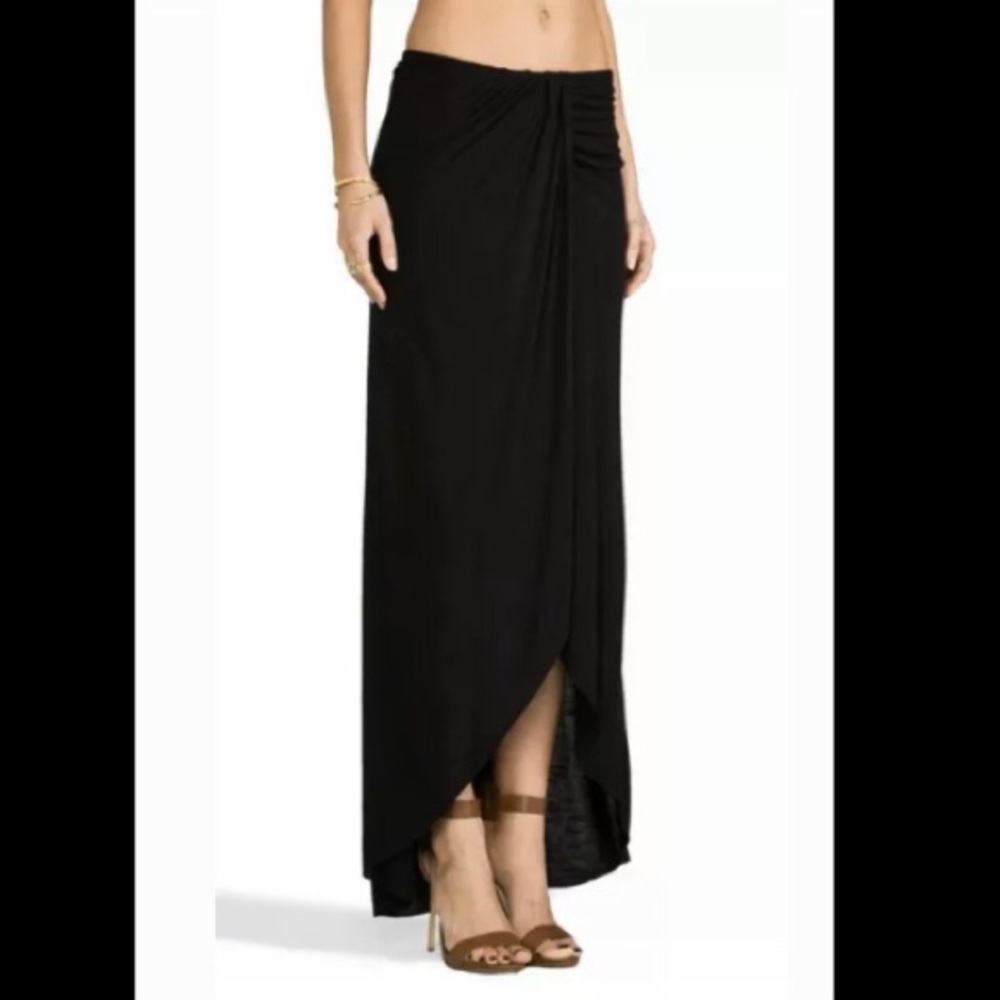 NWT FREE PEOPLE BLACK DRAPED COLUMN SKIRT SLIT NEW